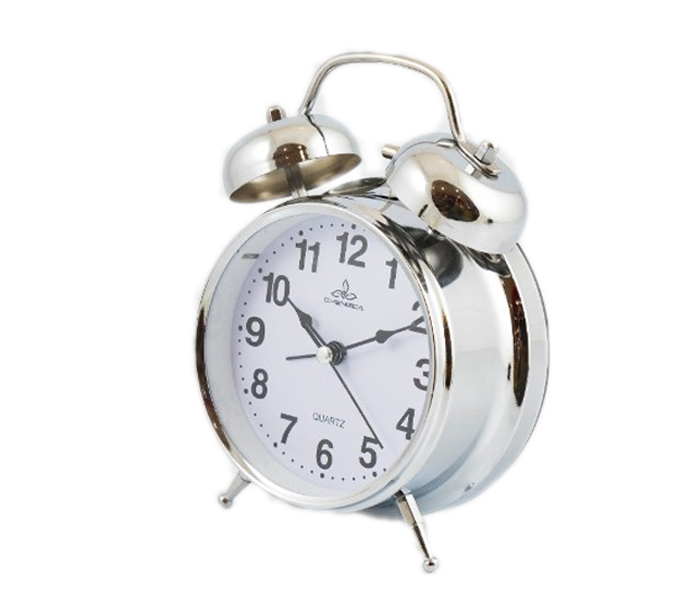 Stainless Steel Twin Bell Alarm Clock DD13118 Silver and White - Zoom Image 3