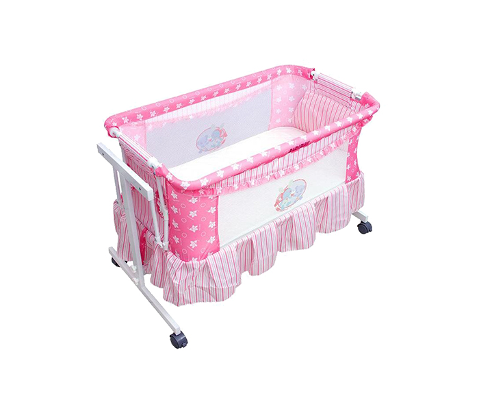 Baby Plus BP6599 Baby Crib with Retractable Hood - Pink - Zoom Image 2