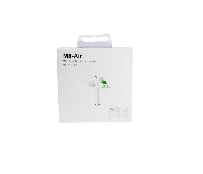 M8 Air Wireless Music Earphone White - Zoom Image 1