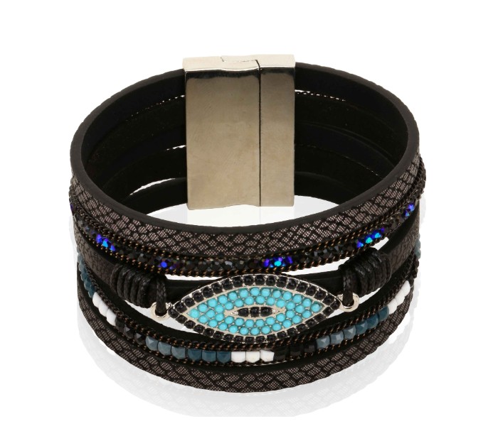 AF Italian Design 4 layer Drop Magnetic Lock Bracelet Sparker 31586 Black - Zoom Image 2