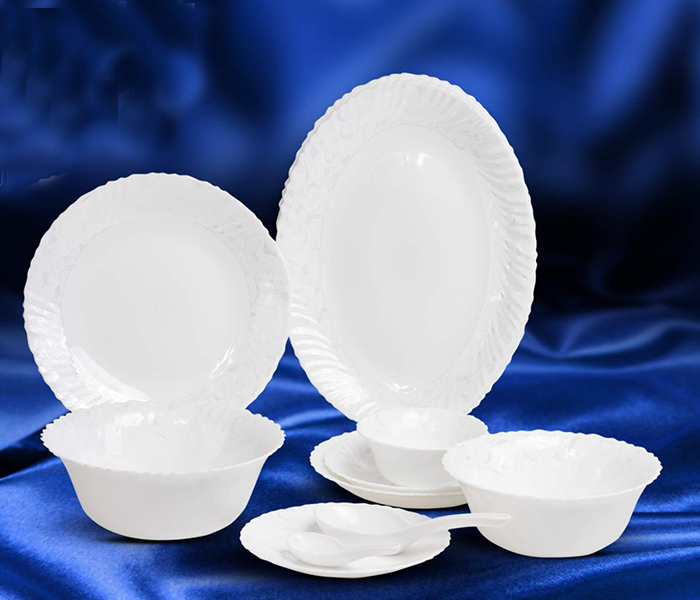 Royalford RF7375 82 Pieces Round Opal Ware Dinner Set - White - Zoom Image 5