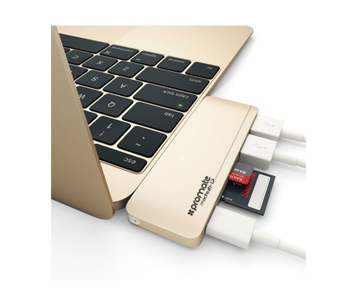 Promate Machub-12 USB TYPE-C HUB, Gold - Zoom Image 4