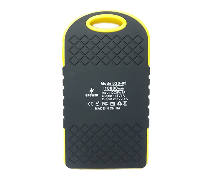 GK Genuine 10,000 mAh Solar Power bank for all Device - Yellow - Zoom Image 3