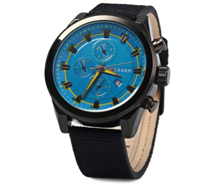 Curren 8196 Quartz Watch With Date Function For Men Black And Blue - Zoom Image