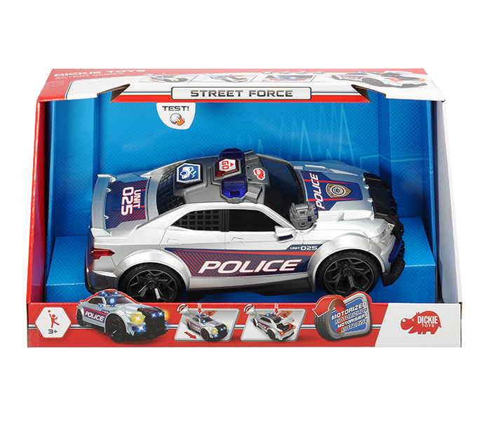 Dickie 203308376 33CM Street Force Police Light & Sound Racing Car - Grey - Zoom Image 2