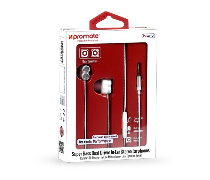 Promate Ivory Super Bass Dual Driver In-Ear Stereo Earphones, Black - Zoom Image 5