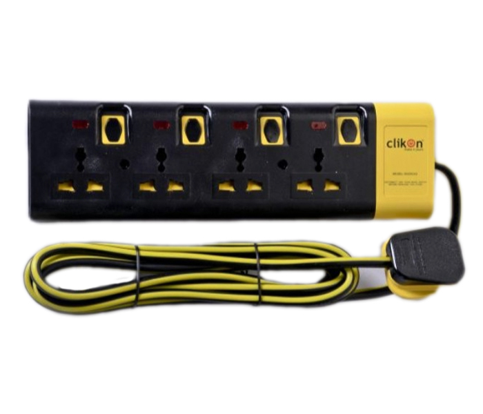 Clikon CK553-N 4 Way 3 Meter with USB Extension - Black and Yellow - Zoom Image