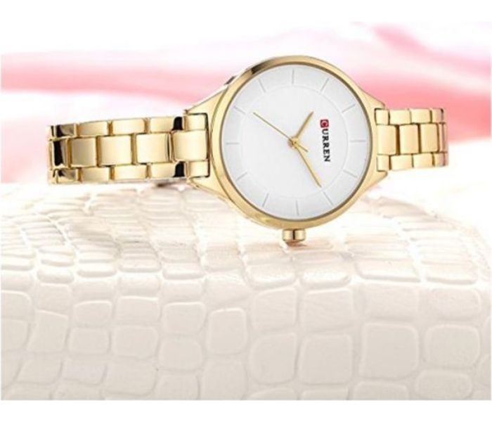 Curren 9015 Casual Fashion Watches For Women Gold And White - Zoom Image 1