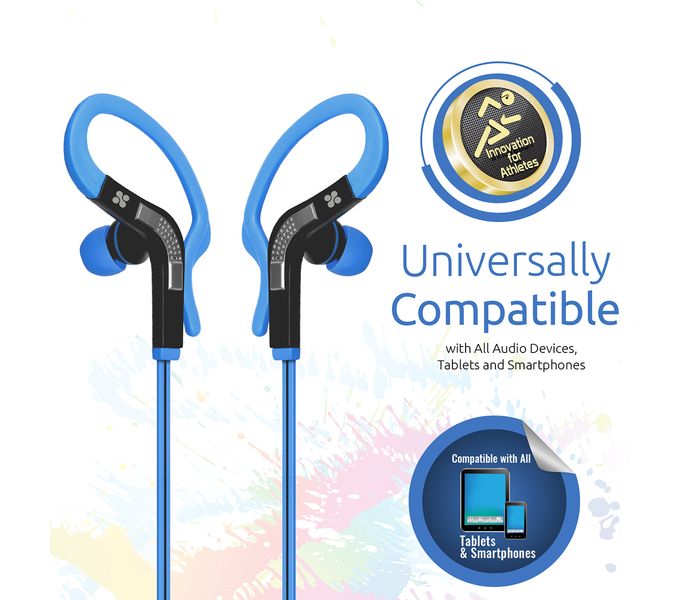 Promate Snazzy Premium In Ear Noise Isolating Sweatproof Earhook Earphone with Copper Cable, Blue - Zoom Image 4