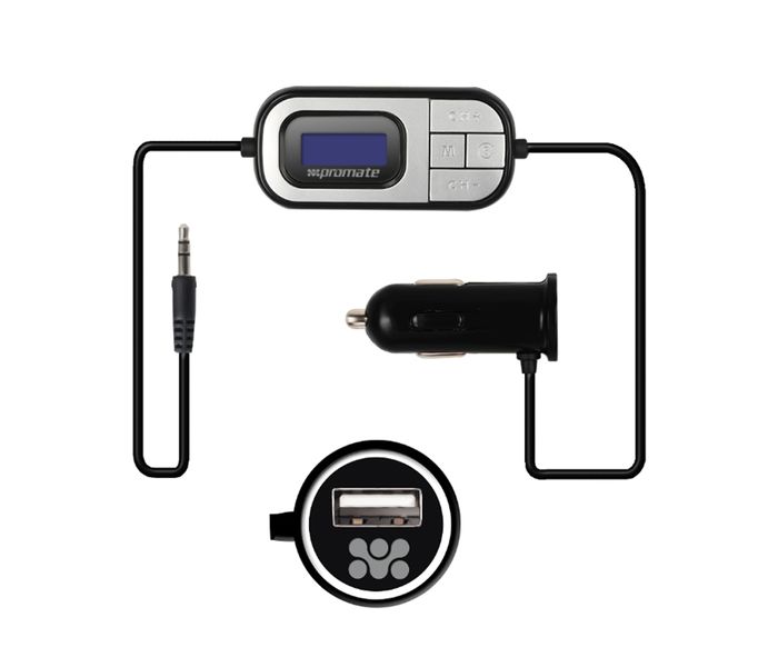 Promate Procast Wireless Universal Auto-Scan In-Car FM Transmitter with Car Charger - Black - Zoom Image 6