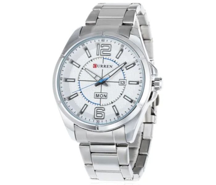 Curren 8271 Analog Quartz Watch For Men Silver and White - Zoom Image 1