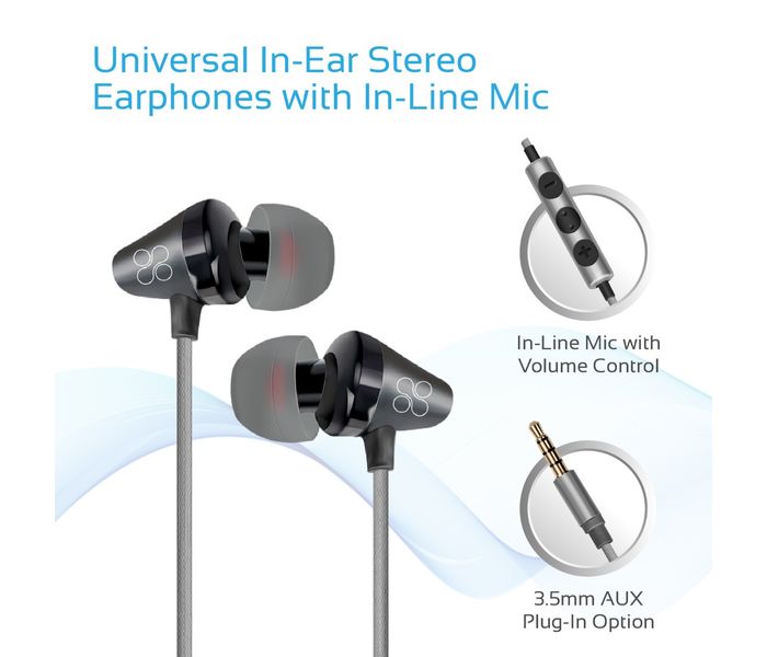 Promate Clavier Universal In-Ear Stereo Earphones with In-Line Mic, Black - Zoom Image 1