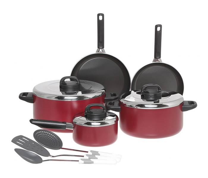 Prestige PR20916 11 Pieces Aluminum Non-Stick Cookware Set, Red - Zoom Image 4