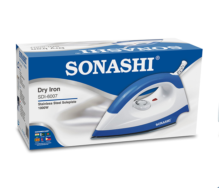 Sonashi SDI-6007 1000W Dry Iron with Stainless Steel Soleplate - Blue - Zoom Image 3