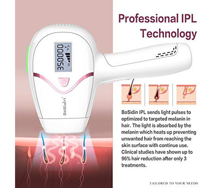 BoSidin D-1130 Permanent IPL Laser Hair Remover with Ice Care Head for Unisex - White - Zoom Image 2