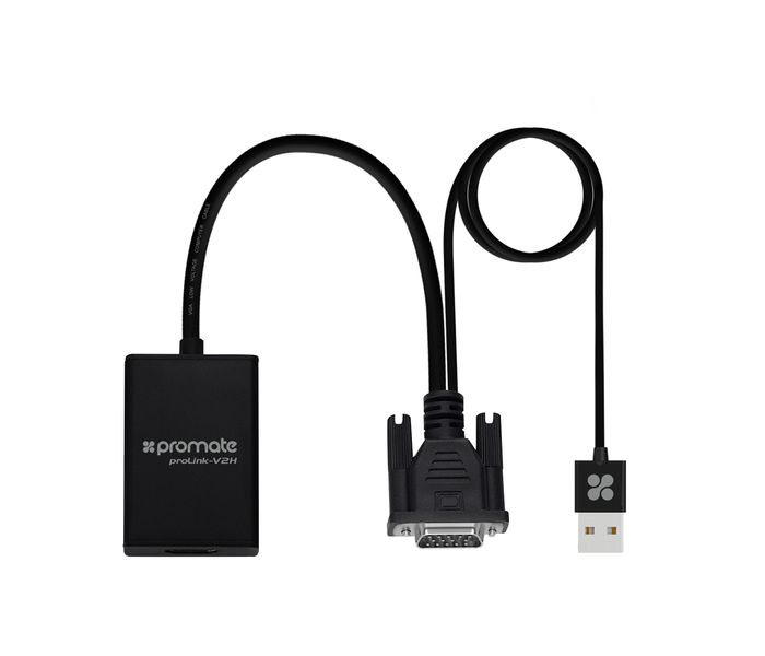 Promate ProLink-V2H VGA-to-HDMI Adaptor Kit with Audio Support - Black - Zoom Image 8