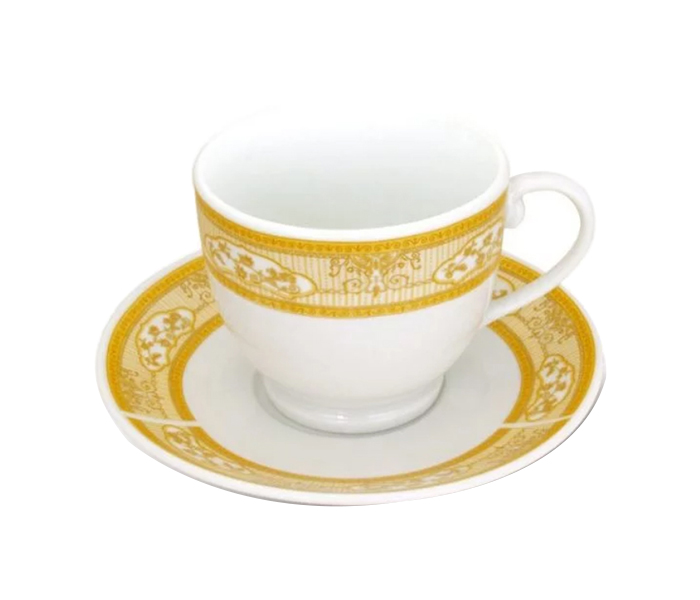 Royalford RF9422 180ml Cup and Saucer - White & Yellow - Zoom Image