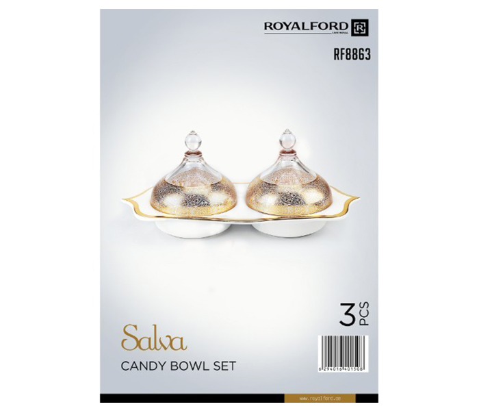 Royalford RF8863 3 Piece Salwa Glass Candy Set - Zoom Image