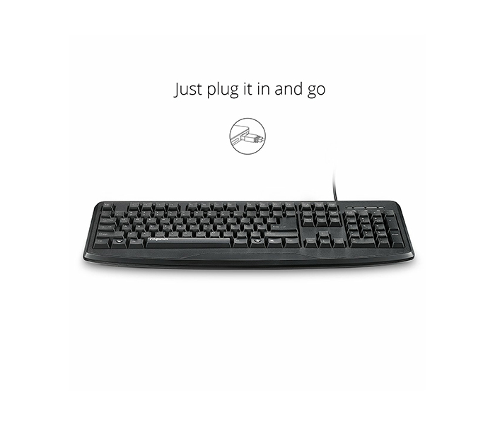 Rapoo NK2500 Wired Keyboard with USB - English, Black 17111 - Zoom Image 3