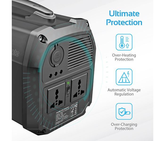 Promate Safarimate 300W 41.6Ah All in 1 High Capacity Portable Power Station, Black - Zoom Image 8