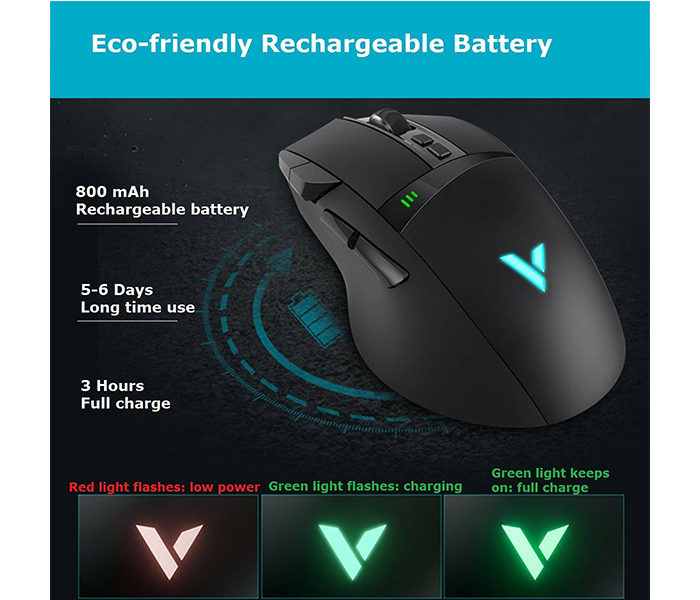 Rapoo VT350 Vpro Wired & Wireless Optical Gaming Mouse - Black 18639 - Zoom Image 4