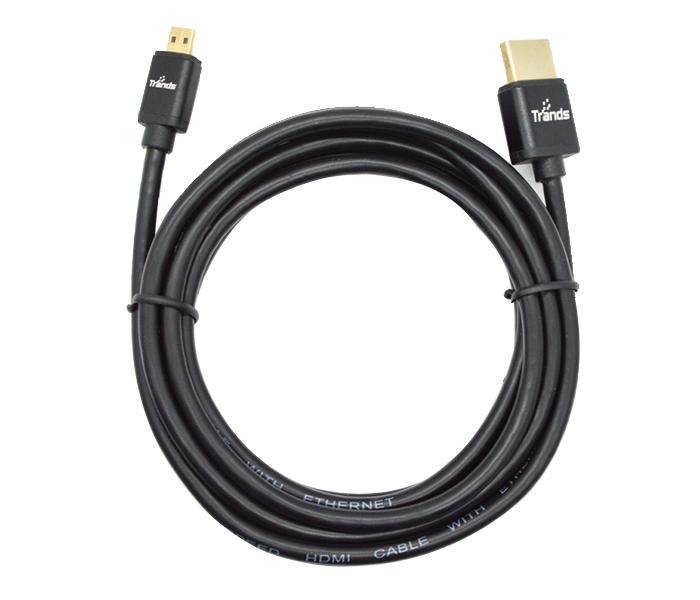 Trands TR-CA878 Type D Micro HDMI to Type A HDMI Cable - 2m, Black - Zoom Image 1