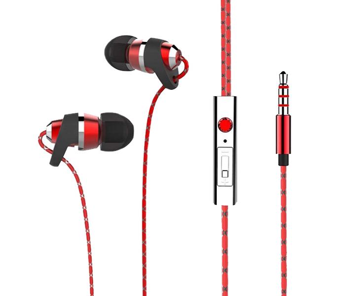 Trands TR-HS336 Premium Sound Quality Wired Metallic Earphones with Mic - Red - Zoom Image 1