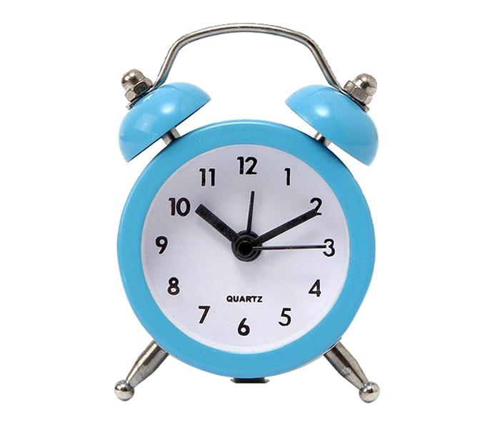 VML Home Decor Twin Bell No Ticking Metal Desk Table Alarm Clock - Blue - Zoom Image