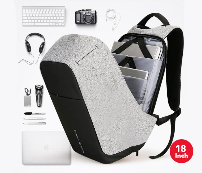 Anti-Theft Backpack 18 Inch with USB Port Grey ,JA002 - Zoom Image 2