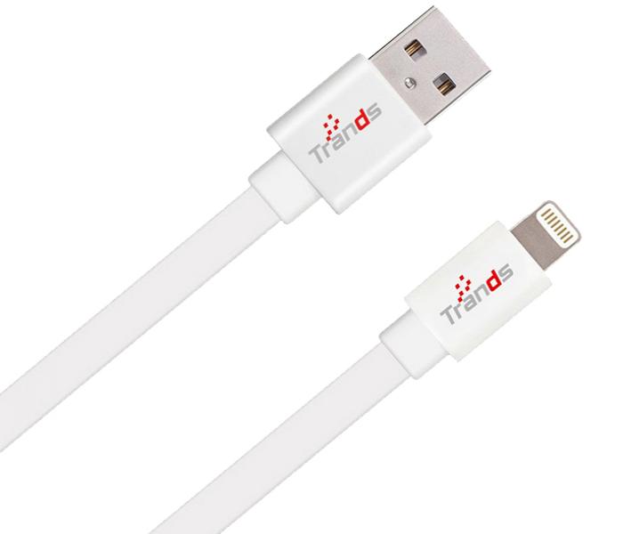 Trands TR-CA969 MFi Certified Lightning Flat Cable - 2m, White - Zoom Image 2