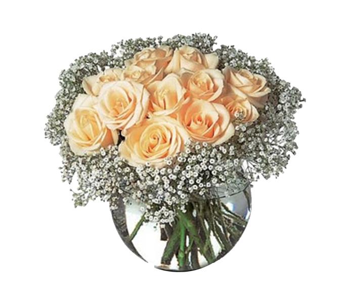 Arabian Florist 12 Pieces Peach Roses Bouquet - Zoom Image