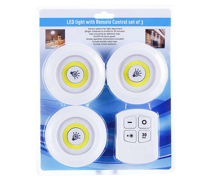 COB LED Puck Lights with Remote Control - Set of 3, White - Zoom Image 7