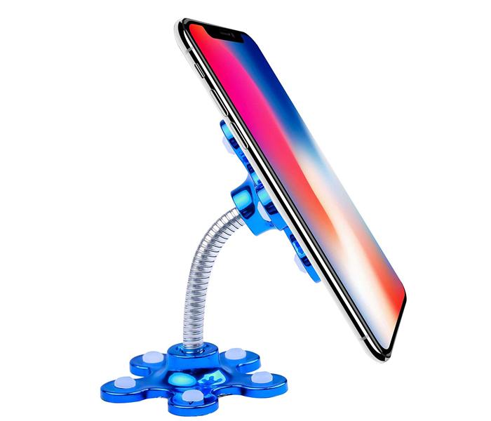 Mobile Phone Stand by VIP Portable 360 Degree Rotatable Multi Angel Metallic with Flower Suction Cup Mount Stand Compatible Universally All Mobiles, assorted color JA006 - Zoom Image 2