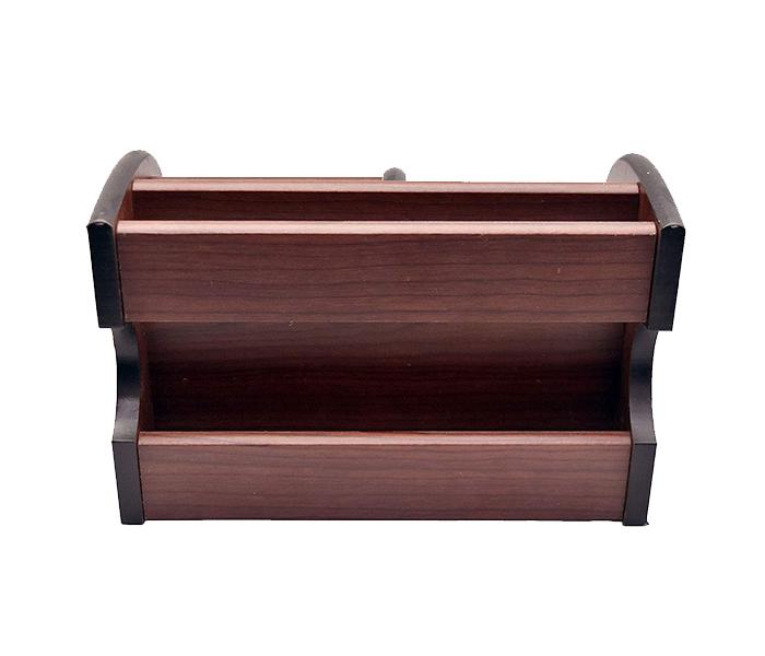 Wooden Desk Organizer Pen Stand with Drawer - Brown - Zoom Image 2