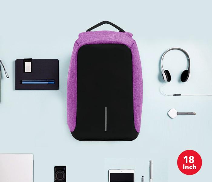 Anti-Theft Backpack 18 Inch with USB Port Purple, JA002 - Zoom Image 5