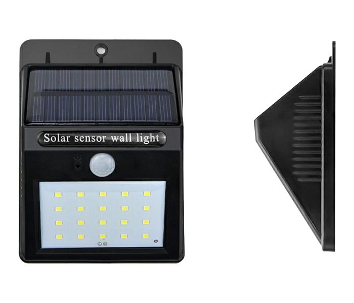 Solar Powered LED Wall Light with Sensor - Black - Zoom Image 1