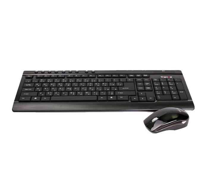 Trands TR-KB105 2-in-1 Wireless Bluetooth Multimedia Keyboard with Optical Mouse Combo - Black - Zoom Image 1