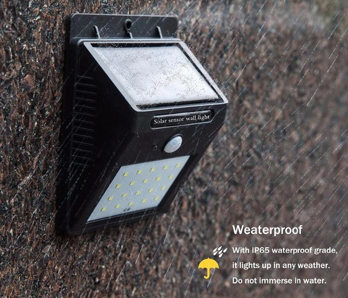 Solar Powered LED Wall Light with Sensor - Black - Zoom Image 3