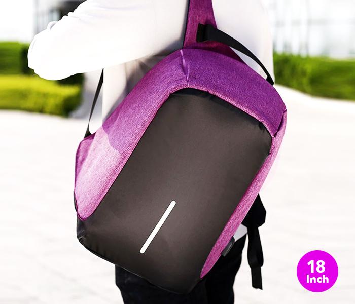 Anti-Theft Backpack 18 Inch with USB Port LOC Purple JA001 - Zoom Image 2