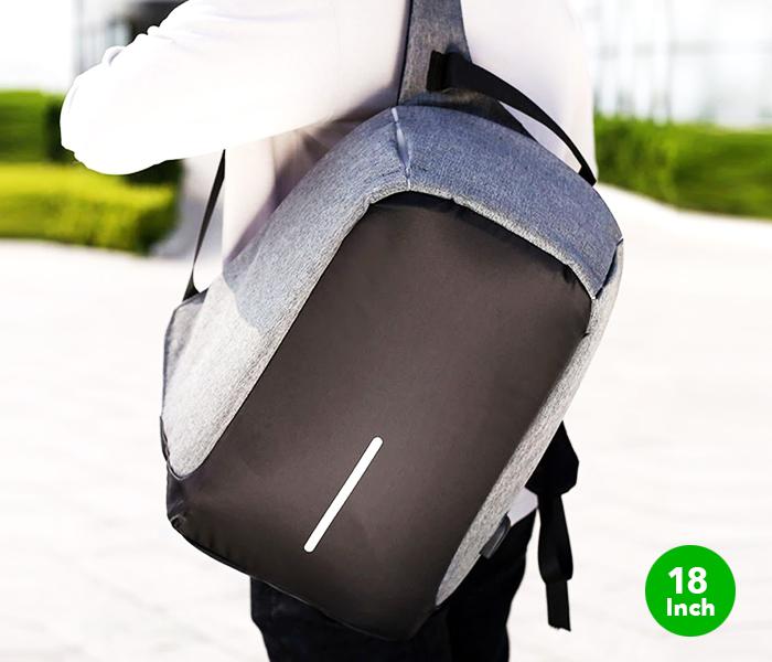 Anti-Theft Backpack 18 Inch with USB Port LOC Grey JA001 - Zoom Image 3