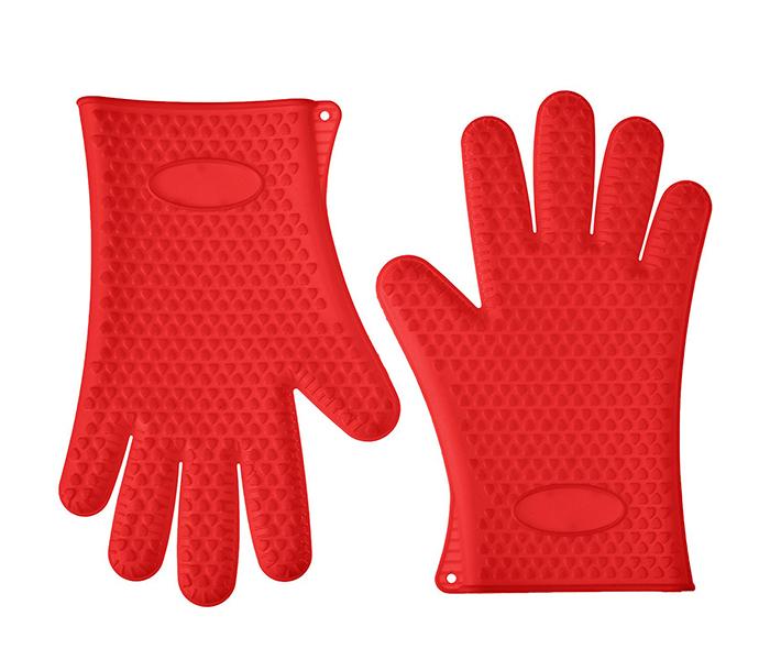 Silicone Heat Resistant Multi Purpose Grilling Bbq Gloves for Cooking & Baking - Red - Zoom Image 1