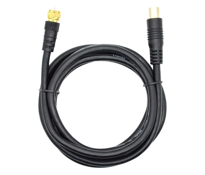 Trands TR-CA914 Coaxial TV Cable Male Plug to RF Male Plug - 2m, Black - Zoom Image 1