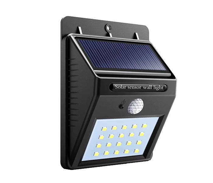 Solar Powered LED Wall Light with Sensor - Black - Zoom Image 2