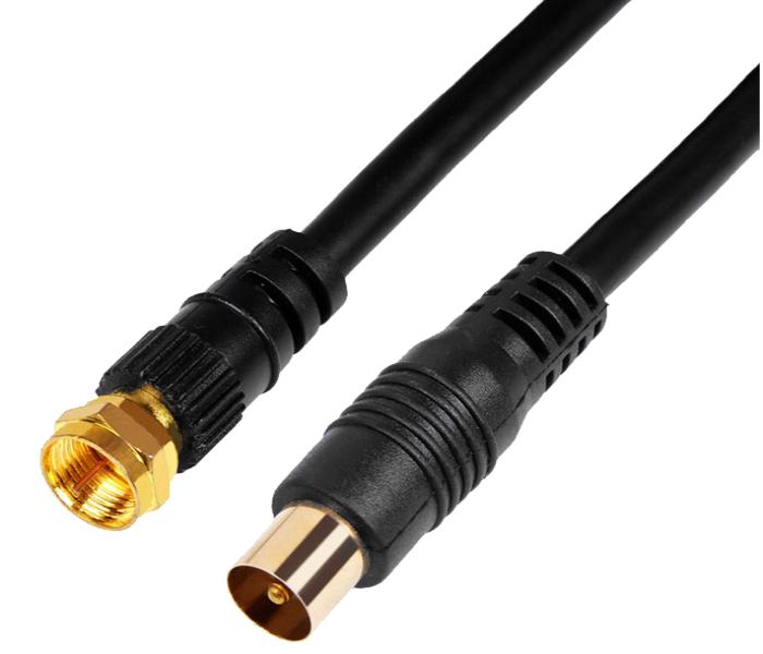 Trands TR-CA914 Coaxial TV Cable Male Plug to RF Male Plug - 2m, Black - Zoom Image 2