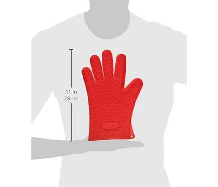 Silicone Heat Resistant Multi Purpose Grilling Bbq Gloves for Cooking & Baking - Red - Zoom Image 2