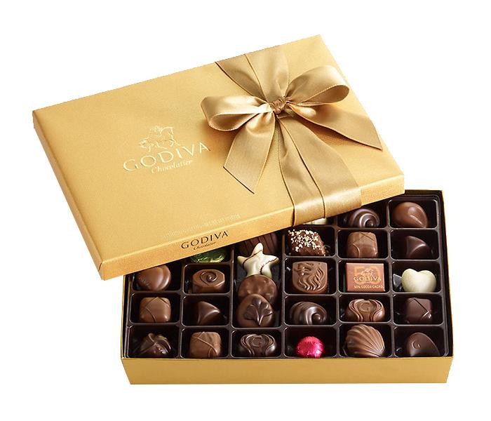 Arabian Florist 36 Pieces Assorted Chocolate Gold Gift Box with Classic Ribbon - Zoom Image