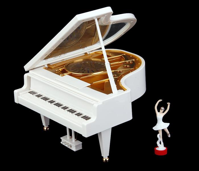 Classical Piano Music Box with Dancing Ballerina Musical Toy - White - Zoom Image 4