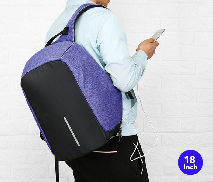 Anti-Theft Backpack 18 Inch with USB Port Blue ,JA002 - Zoom Image 4