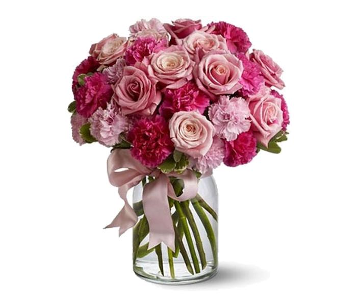 Arabian Florist Roses & Carnations with Vase - Zoom Image