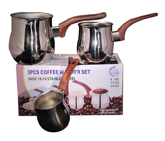 3 Pieces Stainless Steel Coffee Warmer Set - Silver - Zoom Image